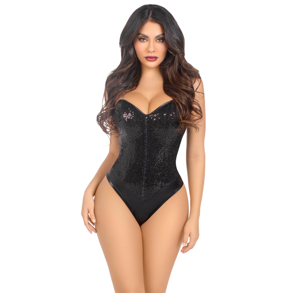 Leg Avenue - Sequin Boned Bodysuit - Black